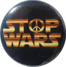 Stop War Button schwarz-gold